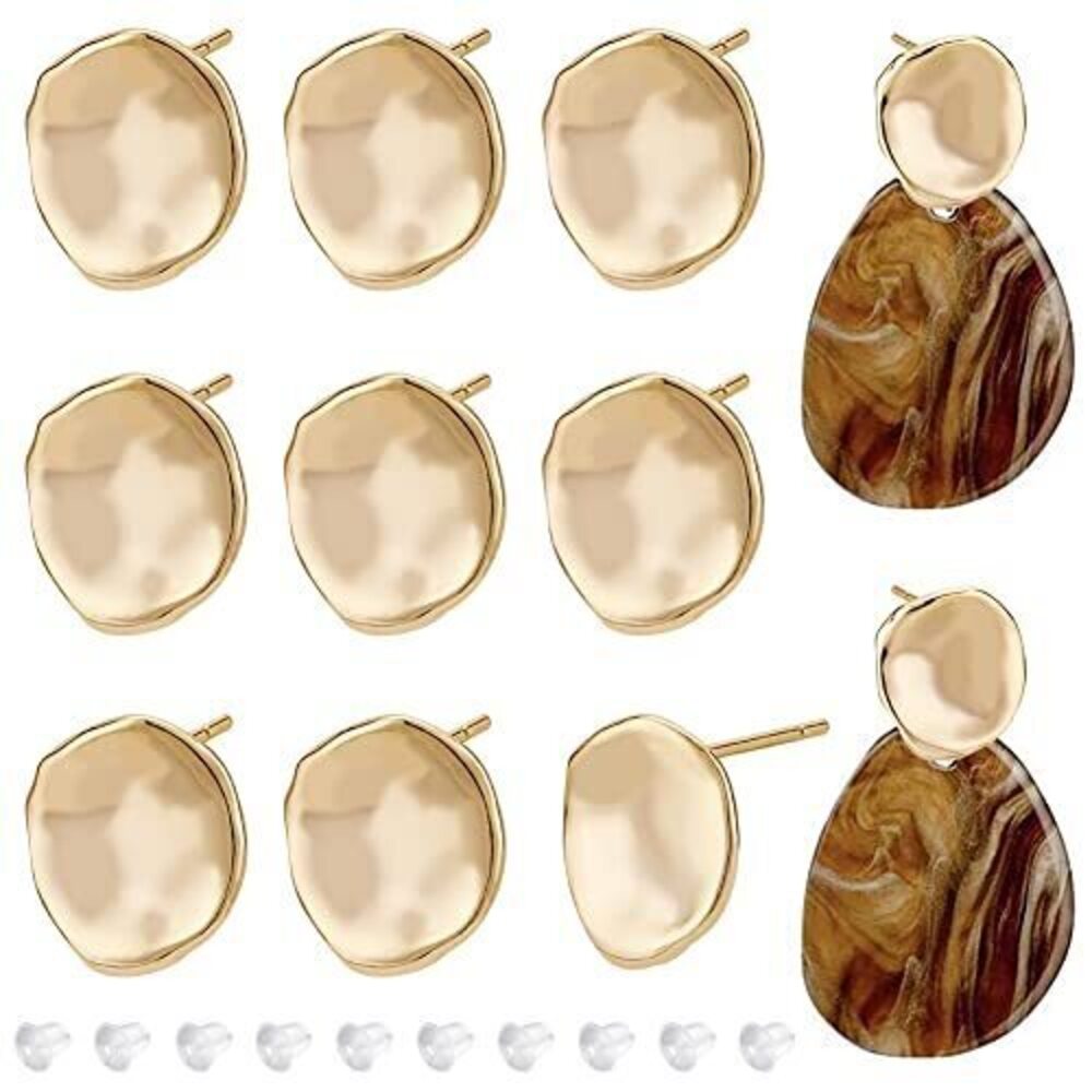 3047 12PCS 18K Gold Plated Earring Studs with Vertical Loops, 40Pcs Plastic